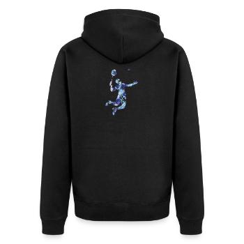 Badminton - Unisex Premium Bio Zip Hoodie - Schwarz - Hinten - Nico (187cm)