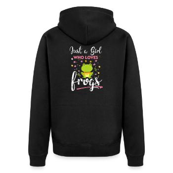 Frosch - Unisex Premium Bio Zip Hoodie - Schwarz - Hinten - Nico (187cm)