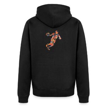 Basketball - Unisex Premium Bio Zip Hoodie - Schwarz - Hinten - Nico (187cm)