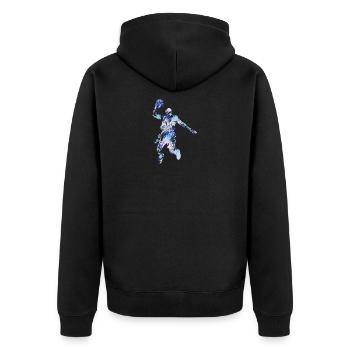 Basketball - Unisex Premium Bio Zip Hoodie - Schwarz - Hinten - Nico (187cm)