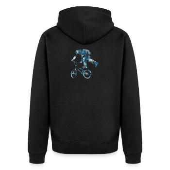 BMX - Unisex Premium Bio Zip Hoodie - Schwarz - Hinten - Nico (187cm)