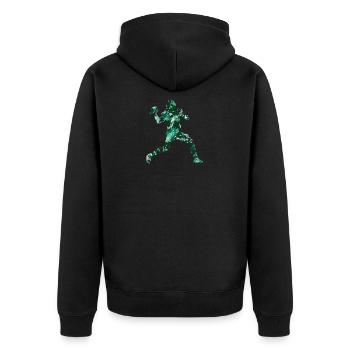 American Football - Unisex Premium Bio Zip Hoodie - Schwarz - Hinten - Nico (187cm)