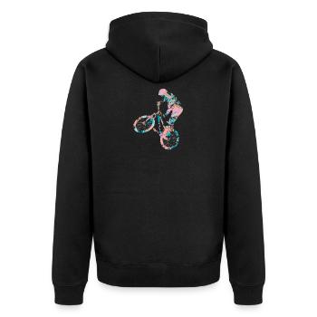 BMX - Unisex Premium Bio Zip Hoodie - Schwarz - Hinten - Nico (187cm)