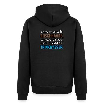 Lustige Geschenke Arsch Spruch Sprüche Witzig Fun - Unisex Premium Bio Zip Hoodie - Schwarz - Hinten - Nico (187cm)
