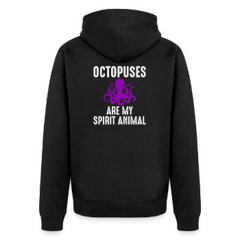 Oktopus Krake Spirit Animal - Unisex Premium Bio Zip Hoodie - Schwarz - Hinten - Nico (187cm)