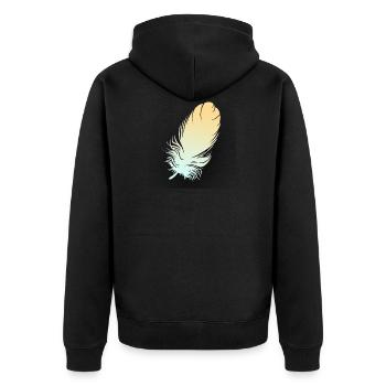 Feder - Unisex Premium Bio Zip Hoodie - Schwarz - Hinten - Nico (187cm)