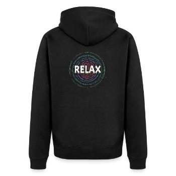 Entspann dich, Yoga, Spirituell - Unisex Premium Bio Zip Hoodie - Schwarz - Hinten - Nico (187cm)