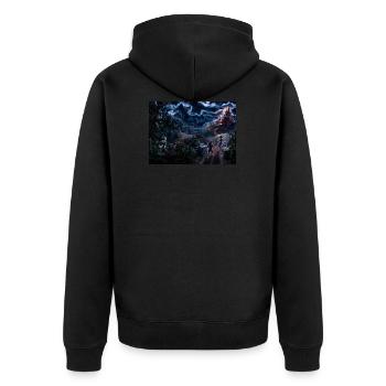 Escaping the Haunted Ghost House on Hill St - Unisex Premium Organic Zip Hoodie - black - Back - Nico (187cm)