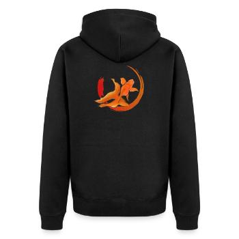 Goldfisch - Unisex Premium Bio Zip Hoodie - Schwarz - Hinten - Nico (187cm)