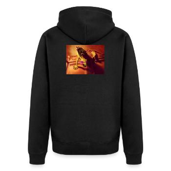 Hypnotische Geckokreatur mit wirbelnden Augen - Unisex Premium Bio Zip Hoodie - Schwarz - Hinten - Nico (187cm)