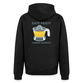 Easy Peasy Lemon Squeezy lemon squeezer - Unisex Premium Organic Zip Hoodie - black - Back - Nico (187cm)