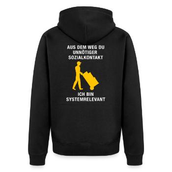 Paketbote Postbote Zusteller Briefträger Geschenk - Unisex Premium Bio Zip Hoodie - Schwarz - Hinten - Nico (187cm)