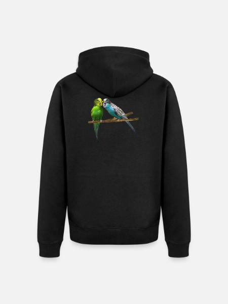 beaking budgerigar, bird pet, lover - Unisex Premium Organic Zip Hoodie - black