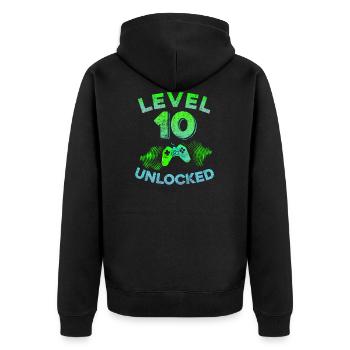 10. Geburtstag Zocken 10 Jahre Gaming Geschenkidee - Unisex Premium Bio Zip Hoodie - Schwarz - Hinten - Nico (187cm)