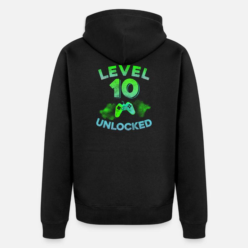 10ème anniversaire de jeu 10 ans jeux idée cadeau - Veste à capuche bio Premium Unisexe - noir