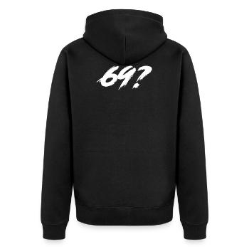 69? - Unisex Premium Bio Zip Hoodie - Schwarz - Hinten - Nico (187cm)