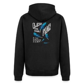feder leicht weiss - Unisex Premium Bio Zip Hoodie - Schwarz - Hinten - Nico (187cm)
