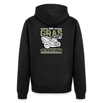Mähroboter Rasenroboter Rasenmäher Rasentraktor - Unisex Premium Bio Zip Hoodie - Schwarz - Hinten - Nico (187cm)