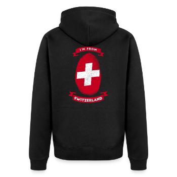 schweizerisch - Unisex Premium Bio Zip Hoodie - Schwarz - Hinten - Nico (187cm)