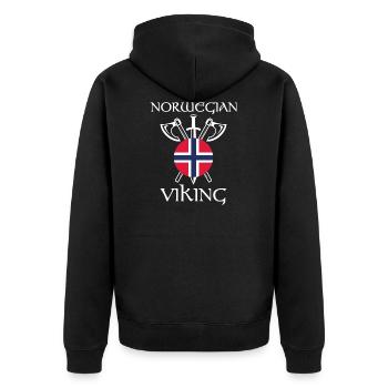 Norwegian viking Norway gift - Unisex Premium Organic Zip Hoodie - black - Back - Nico (187cm)