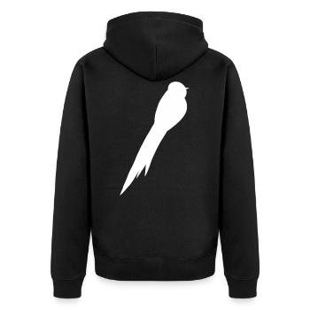 Vogel Falke Amsel Drossel Spatz Bussard Rabe - Unisex Premium Bio Zip Hoodie - Schwarz - Hinten - Nico (187cm)