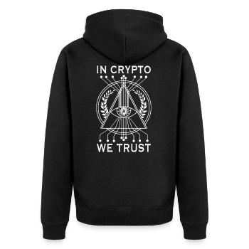 Crypto crypto-monnaie Bitcoin - In Crypto We Trust - Veste à capuche bio Premium Unisexe - noir - Dos - Nico (187cm)