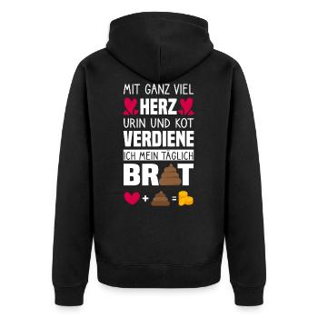 Seine Majestät der Pfleger Lustige Altenpfleger - Unisex Premium Bio Zip Hoodie - Schwarz - Hinten - Nico (187cm)