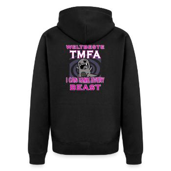 tmfa wild beast tier tierarztpraxis tierfreund - Unisex Premium Bio Zip Hoodie - Schwarz - Hinten - Nico (187cm)