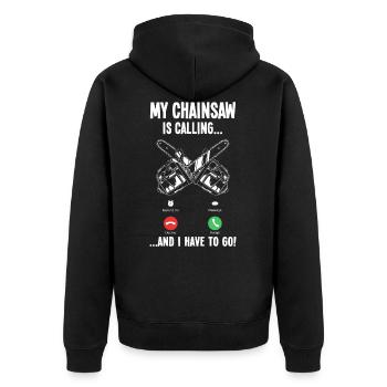 Bois Faire tronçonneuse & bûcheron cadeau - Veste à capuche bio Premium Unisexe - noir - Dos - Nico (187cm)