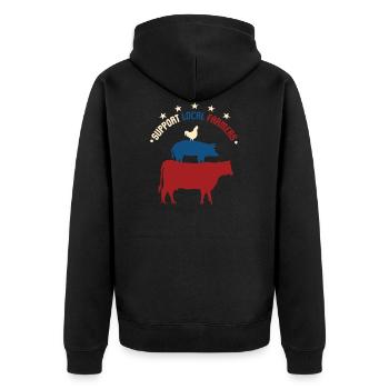 Support Your Local Farmers Pride - Unisex Premium Bio Zip Hoodie - Schwarz - Hinten - Nico (187cm)
