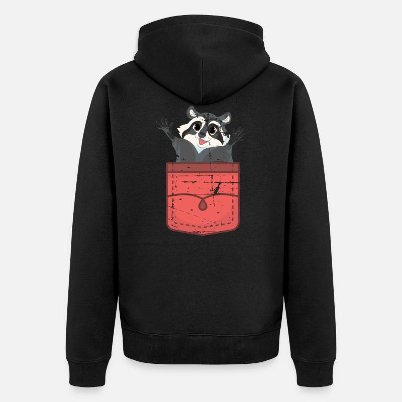 Waschbären Geschenk Waschbär - Unisex Premium Bio Zip Hoodie - Schwarz