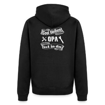 Opa - Unisex Premium Bio Zip Hoodie - Schwarz - Hinten - Nico (187cm)