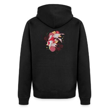 Koi Flowers Floral - Unisex Premium Organic Zip Hoodie - black - Back - Nico (187cm)