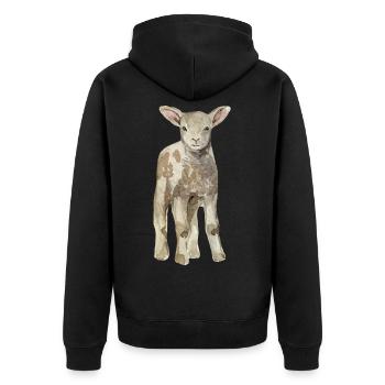 Sheep Baby - Unisex Premium Organic Zip Hoodie - black - Back - Nico (187cm)