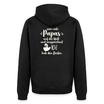 So viele Papas auf der Welt Vatertag Geschenk - Unisex Premium Bio Zip Hoodie - Schwarz - Hinten - Nico (187cm)
