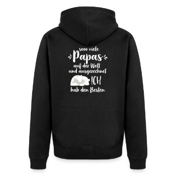 So viele Papas auf der Welt Vatertag Geschenk - Unisex Premium Bio Zip Hoodie - Schwarz - Hinten - Nico (187cm)