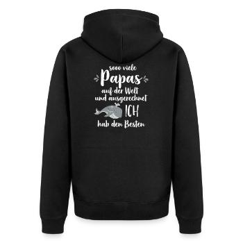 So viele Papas auf der Welt Vatertag Geschenk - Unisex Premium Bio Zip Hoodie - Schwarz - Hinten - Nico (187cm)