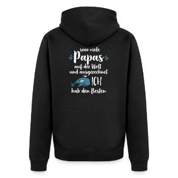 So viele Papas auf der Welt Vatertag Geschenk - Unisex Premium Bio Zip Hoodie - Schwarz - Hinten - Nico (187cm)