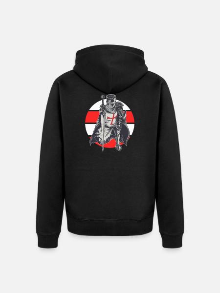 Ritter Rot Weiß Templerorden Mittelalter Rüstung - Unisex Premium Bio Zip Hoodie - Schwarz