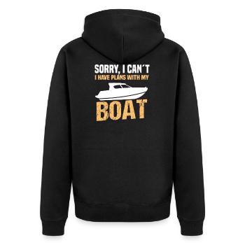 Boat Boat Captain boating gift T-shirt - Unisex Premium Organic Zip Hoodie - black - Back - Nico (187cm)