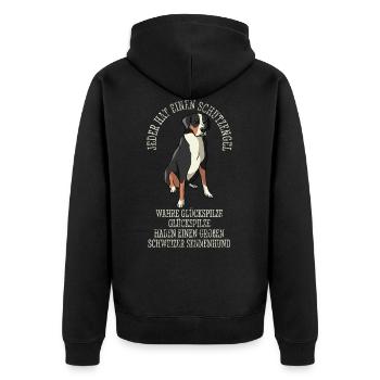 Schweizer Sennenhund Großer Schutzengel - Unisex Premium Bio Zip Hoodie - Schwarz - Hinten - Nico (187cm)