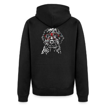 LAGOTTO ROMAGNOLO Brille Hunde Hund Wilsigns - Unisex Premium Bio Zip Hoodie - Schwarz - Hinten - Nico (187cm)