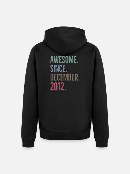 Awesome seit Dezember 2012 - Unisex Premium Bio Zip Hoodie - Schwarz