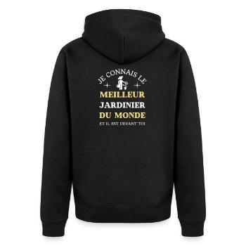 t shirt meilleur jardinier du monde humour jardin - Veste à capuche bio Premium Unisexe - noir - Dos - Nico (187cm)