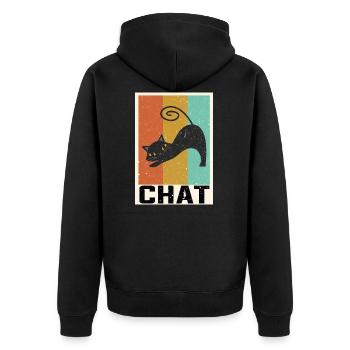 Katze - Unisex Premium Bio Zip Hoodie - Schwarz - Hinten - Nico (187cm)