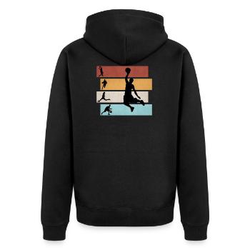 Bunter Basketballer | Basketball | Geschenk - Unisex Premium Bio Zip Hoodie - Schwarz - Hinten - Nico (187cm)