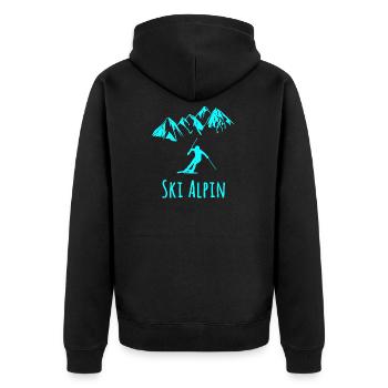 skifahren - Unisex Premium Bio Zip Hoodie - Schwarz - Hinten - Nico (187cm)