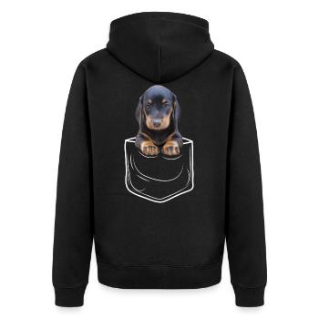 Dachshund Shorthair Dachshund Chest Bag - Unisex Premium Organic Zip Hoodie - black - Back - Nico (187cm)