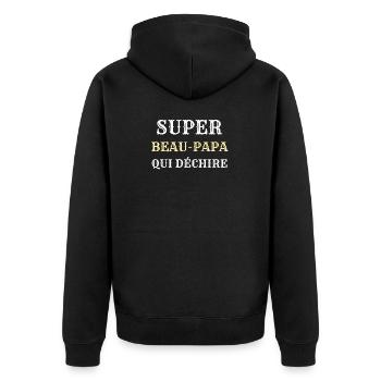 super beau papa qui dechire humour fete des peres - Veste à capuche bio Premium Unisexe - noir - Dos - Nico (187cm)