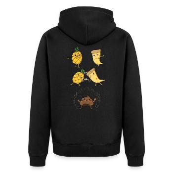 Pizza douce Hawaï Ananas fusion dans le style anime - Veste à capuche bio Premium Unisexe - noir - Dos - Nico (187cm)